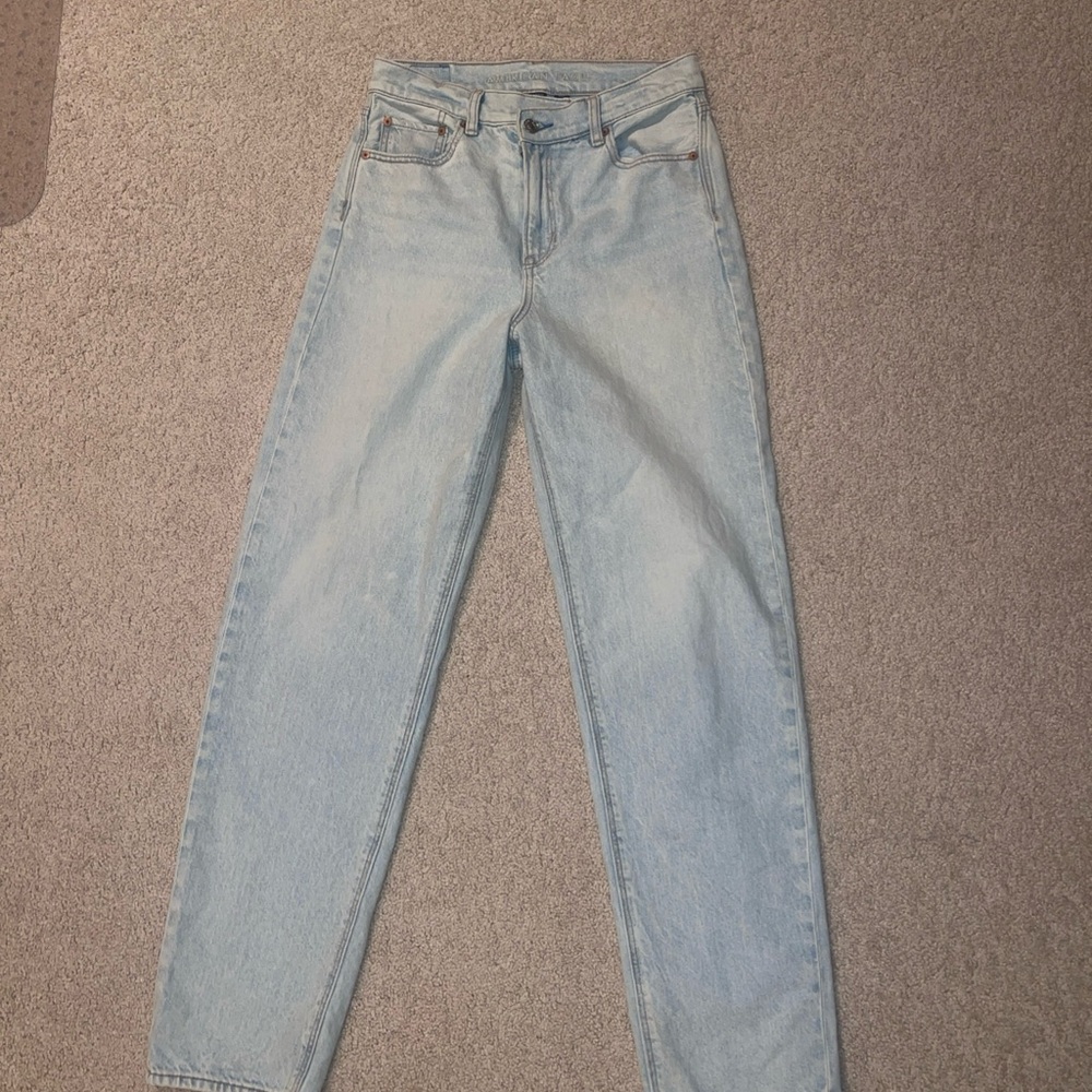 American Eagle Highest Rise Baggy Straight Jeans Women's 4 RegBlue Denim Strigid